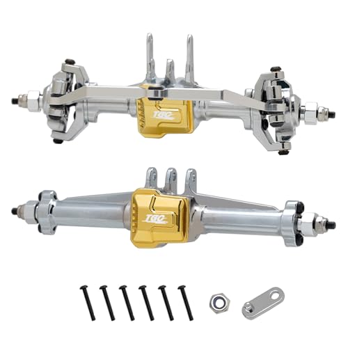RC Front and Rear Axles Set CNC Aluminum Alloy Portal Axles Set Complete Axles Suit for 1/18 TRX4M TRX4 Redcat Ascent-18 Etc Upgrade Kit(Silver)