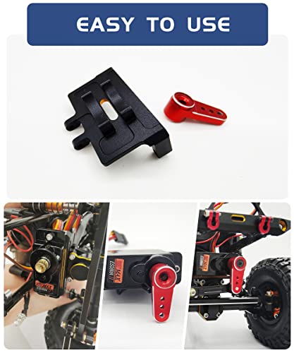 RC Servo Mount Bracket and Mini Servo Arm for 1/24 SCX24 Upgrade Red | Aluminum Servo Mount for ES08MA II Servo Upgrade Parts,Precision Fit,Wear Resistant,Easy To Install - color: Gold+red