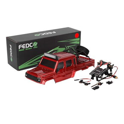 SCX24 Body 6x6 Conversion Kit PC Body with Lights Frame-Axle Assembly for Bronco JLU C10 Basecamp Axial SCX24 6×6 RC Crawler Upgrades - style: Red