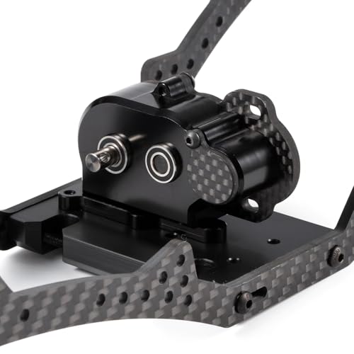 Straight Axle Transmission NOD Tiny Gearbox with Adapter Plate, Black | 4:1 Low Gear Ratio, with 48P 44T Spur Gear, Fit for Axial AR44 AR45 AR60 Enduro Vanquish F9 F10 - color: Black