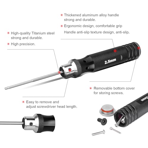 HobbyPark Hex Driver Screwdriver Set 1.5mm 2.0mm 2.5mm 3.0mm Extended Thickened Handle for RC Crawler RC Cars Trucks Buggy On Road Touring Drift Tools