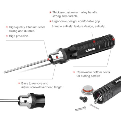 HobbyPark Hex Driver Screwdriver Set 1.5mm 2.0mm 2.5mm 3.0mm Extended Thickened Handle for RC Crawler RC Cars Trucks Buggy On Road Touring Drift Tools