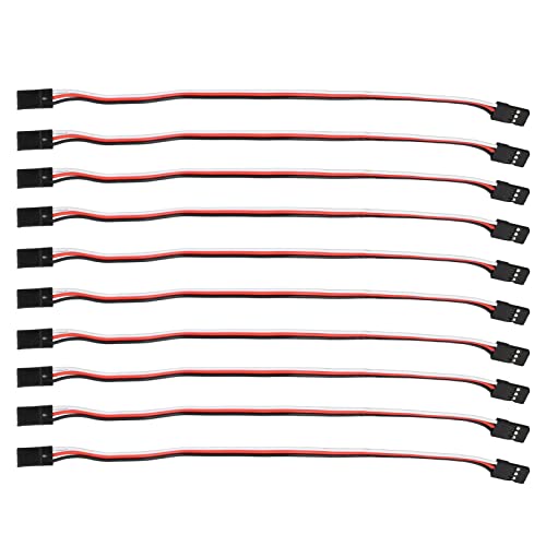 10PCS 3 Pin Servo Extension Cable Futaba JR RC Car Helicopter Aircraft Brass Core Connector Wire (200mm Female to Female) - size: 200mm female to female