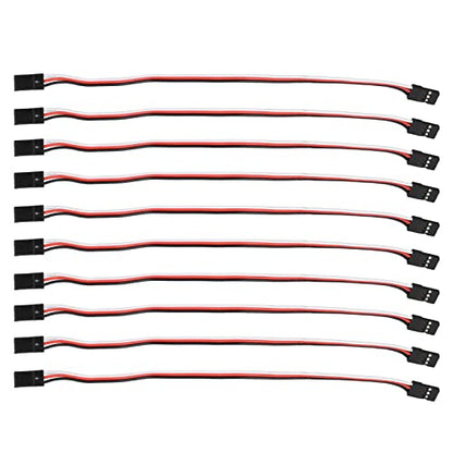 10PCS 3 Pin Servo Extension Cable Futaba JR RC Car Helicopter Aircraft Brass Core Connector Wire (200mm Female to Female) - size: 200mm female to female