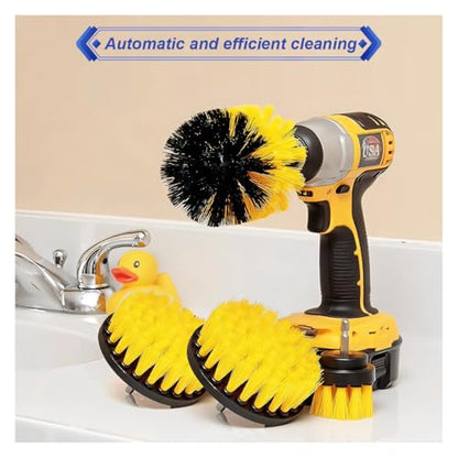 ZIMISI 4PCS Drill Brush Attachment Set, Mult-Purpose Car Wash Brush, Rotary Detailing Brush Set, Car Carpet Cleaner Brushes for Wheel, Grout, Shower, Bathroom, Floor (Yellow)