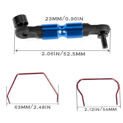 RC Front Rear Wide Sway Bar Kit Upgrades Part for 1/10 Slash Rustler,Stampede,Rally 4x4 4WD RC Car,Alloy Aluminum Front & Rear Wide Sway Bar Kit Hops Up