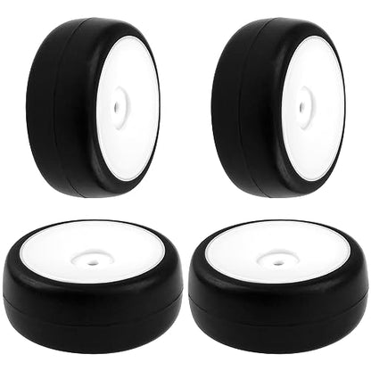Plastic Wheel Rims 12mm Hex Hub & Rubber Tires w/Foam Compatible with HSP Tamiya HPI Kyosho 1/10 On-Road Touring Car WLtoys 1/14 144001 RC 1/18 A959B Buggy (White) - color: White