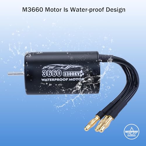 Surpass Hobby 3660 Brushless Motor 3300kv Waterproof 80A 4 Poles sensorless Shaft 3.175 Motor for 1/10 RC Racing Car - size: 3300KV, style: 3660 Motor