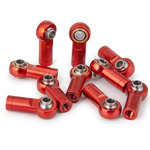 M3 Metal Tie Rod End Ball Joint Link Ball Head Holder, M3 Red | For 1/10 Axial SCX10 90046 90047 TRX4, RC Crawler Car, Parts - color: M3 Red