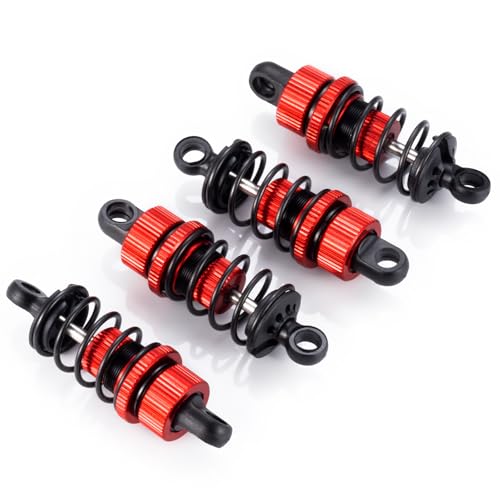 Aluminum RC Front & Rear Oil Filled Shock Absorber 50mm/52mm Adjustable Damper Set Compatible with Tamiya M03 M04 M05 M06 1:10 On Road Car Upgrades Replace Parts (Red, 52mm) - color: Red, size: 52mm