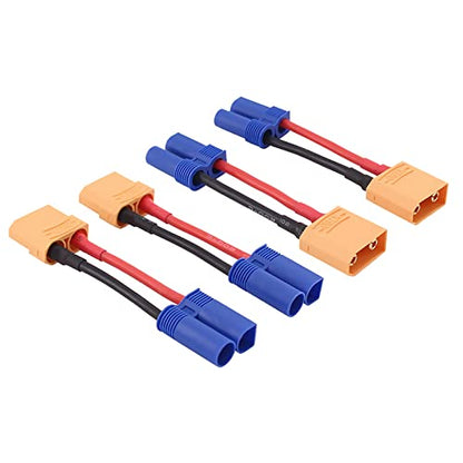 4pcs XT90 to EC5 Male Female RC Connector Adapter with 14awg 2inch Wire(E48-4)