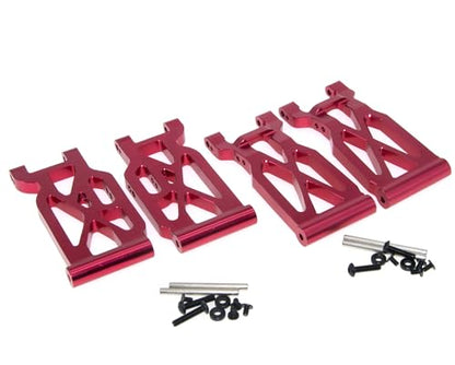 Suspension Control A Arms Compatible With 1/10 Wltoys 104001 144002 124019 124018 124017 144010 Parts RC Car Truck Aluminum Alloy Swing Suspension Arm Upgrade(Red)