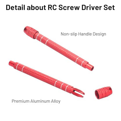 RC Screw Driver Set, daitoku RC Tool Kit Include PH1.5mm/2.0mm H1.3mm T4 Plum for AXIAL SCX30 Ford Bronco 4X4 SCX30 Jeep Wrangler JLU 4X4 (Red) - color: Red