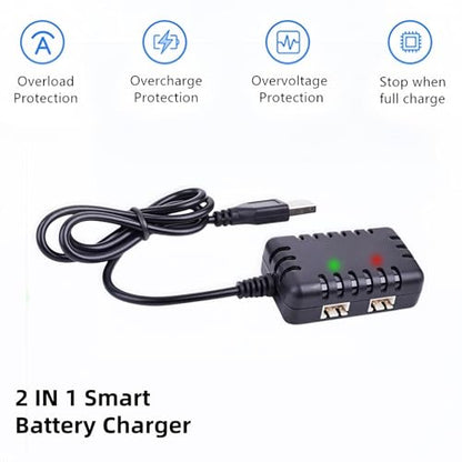 SCX24 Lipo Battery 2S 35C 7.4V 1200mAh Lipo with PH2.0 & JST Plug for WLtoys A949 A959 A969 A979 K929 RC Truck and 1/10 1/16 1/18 1/24 RC Cars RC Batteries with Charger