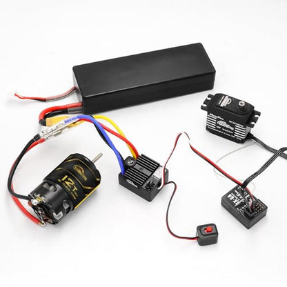 550 12T Brushed Motor and 60A Waterproof Brushed ESC Electronic Speed Controller for Axial RC4WD Cross HPI Mist GMADE D90 D110 TF2 SCX10 1/10 Remote Control Car Truck (Black) - color: Black