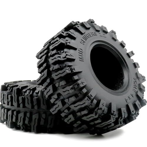 2pcs RC 2.2 Mud Slingers Tires Soft Sticky Crawler Tyres Tall 124mm / 4.88inch for 1/10 Axial SCX10 Wraith Yeti/Traxxas TRX4 AMG 6x6 / redcat Everest 10 Upgrades