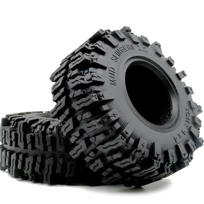 2pcs RC 2.2 Mud Slingers Tires Soft Sticky Crawler Tyres Tall 124mm / 4.88inch for 1/10 Axial SCX10 Wraith Yeti/Traxxas TRX4 AMG 6x6 / redcat Everest 10 Upgrades