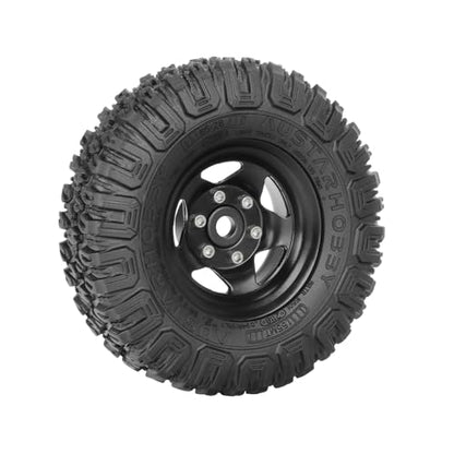 4PCS RC Car 1.55 Inch Tyres Aluminum Alloy Metal Beadlock Wheel Rim and Rubber Tires for 1/10 RC Crawler Car for Axial AX90069 D90 TF2 Tamiya CC01 LC70 MST JIMNY(85mm-5Spoke Black) - color: 85mm-5Spoke Black