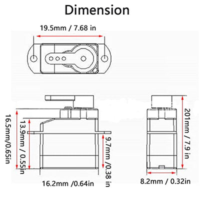Mini Micro Servo Motor 2.1g 180° Rotation DM-S0020 4.8-6V Plastic Gear Servo for RC Car Airplane Helicopter Robot DIY Toys (4PCS) - style: 4PCS