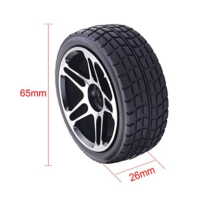 1/10 Pre-Glued 65mm Metal Wheels & Rubber Tires for 1:10 HSP HPI Redcat Himoto Kyosho Sakura RC On-Road Racing Touring Car Upgrade Parts (Black)