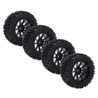 Generic 4PCS RC Plastic Wheel Rim Rubber Tires with 10 Spoke Set, for Truck 1/8 1/10 Remote Control Car