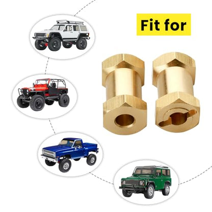 4pcs 12mm Brass Wheel Hex Hub Offset Extension Hex Drive Adapter Combiner Coupler Conversion for 1/10 RC Crawler Axial SCX10 CC01 Jeep Wrangler D90 Wraith (20mm) - size: 20mm