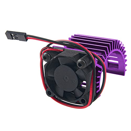 RC Motor Heatsink 540 545 550 Motor Heat Sink with 5-6V Cooling Fan Compatible with Traxxas HSP HPI Wltoys Himoto Axial Tamiya 1/10 RC Crawler Truck Car (Purple) - color: Purple