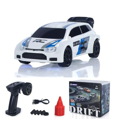 TOUCAN RC HOBBY 2.4G 1/43 High Speed Radio Controlled Racing Car RC Drift Vehicle 4WD RTR Mini Model Radio Battery for Gifts - color: White Blue