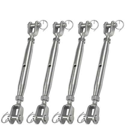4PCS M5 Jaw and Jaw Turnbuckles for Cables Wire Rope Tension | Made of 304 Stainless Steel, Corrosion Resistant & Easy to Use,440lbs Rated,Industrial Shade Sail Rigging - size: 4PCS-M8-UU
