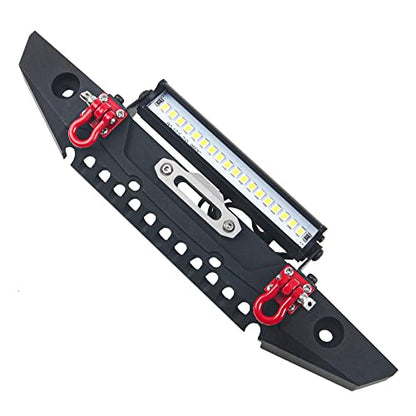 ShareGoo Metal Front Bumper with Lights Bar Tow Trailer Compatible with Traxxas TRX-4 Axial SCX10 90046 90047 SCX10 II 1/10 RC Crawler Car