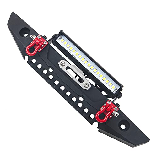 ShareGoo Metal Front Bumper with Lights Bar Tow Trailer Compatible with Traxxas TRX-4 Axial SCX10 90046 90047 SCX10 II 1/10 RC Crawler Car