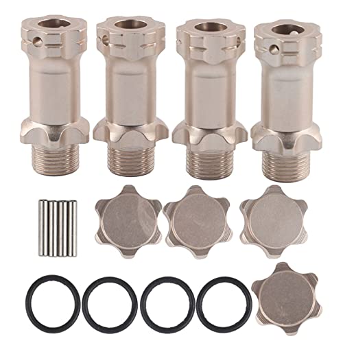 17mm Hex Hub, 4Pcs Aluminium Wheel Hubs Extension Conversion Adapter for 1:8 Ratio RC Model Car(Silver) - color: Silver