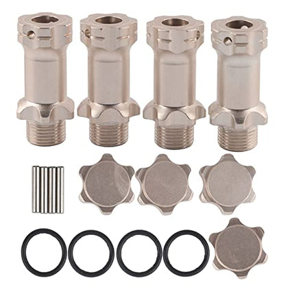 17mm Hex Hub, 4Pcs Aluminium Wheel Hubs Extension Conversion Adapter for 1:8 Ratio RC Model Car(Silver) - color: Silver