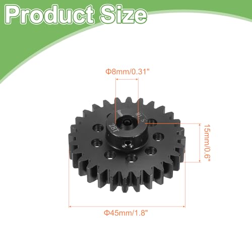MECCANIXITY Steel M1.5 Gear Set 28T 8mm Shaft Motor Gears for RC Vehicles Truck Drift Car Part, Black - style: 28T