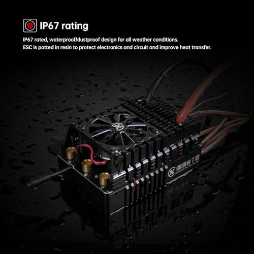 XC E3H Sensored Electric Brushless Motor Controller for RC Car, 6-16S Lipo,300A Continuous Current,10-25A、6.0/7.4/8.4V BEC,Applicable to 1/5,Support Turbo Timing and APP Control - size: E3H