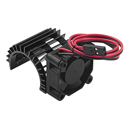ShareGoo Aluminum 380 390 Motor Heatsink with Cooling Fan Electric Engine Heat Sink Compatible with HSP HPI Wltoys Himoto Redcat 1/16 1/18 RC Car (Black) - style: Black