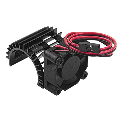ShareGoo Aluminum 380 390 Motor Heatsink with Cooling Fan Electric Engine Heat Sink Compatible with HSP HPI Wltoys Himoto Redcat 1/16 1/18 RC Car (Black) - style: Black
