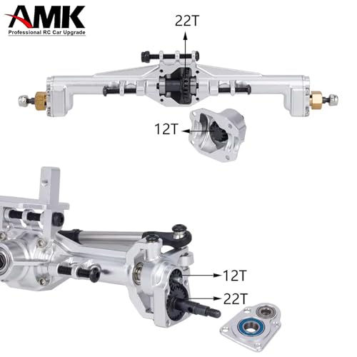 AMK Extended 20mm TRX4M Portal Axle,109.6g Aluminum CNC TRX4M Axle, TRX4M Portal Axles with Two Servo Mount Options, for 1/18 RC CrawlerCar TRX4M Axle Upgrade Parts