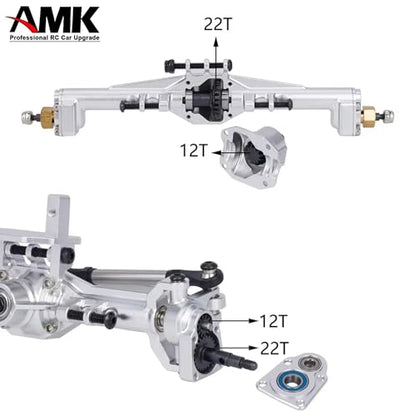 AMK Extended 20mm TRX4M Portal Axle,109.6g Aluminum CNC TRX4M Axle, TRX4M Portal Axles with Two Servo Mount Options, for 1/18 RC CrawlerCar TRX4M Axle Upgrade Parts