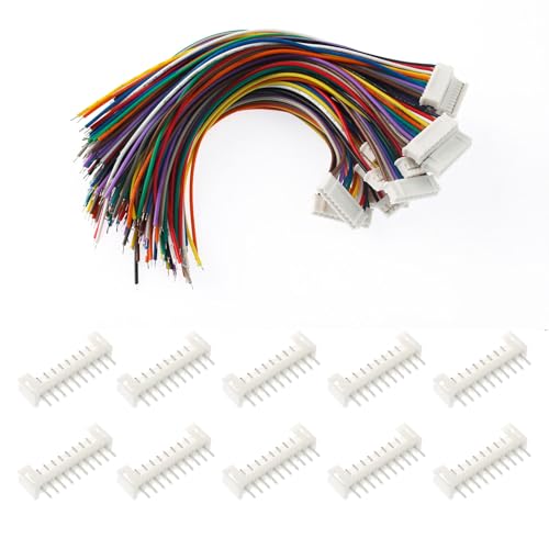 40Pcs jst ph 2.0 Connectors kit 10 pin Connector Include 20pcs Mini Connector Plug Female with 150mm Cable Wire & 20 pcs Male Micro - size: Jst-2.0-Ph-10Pin-20pcs