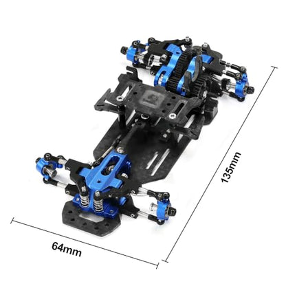 RC Car Frame, 1/24 1/28 TG Racing Carbon Fiber Assembled Mini Rear Drive RWD Drift Racing Car Frame Body Kit with Tools DIY Parts (Blue) - color: D.blue