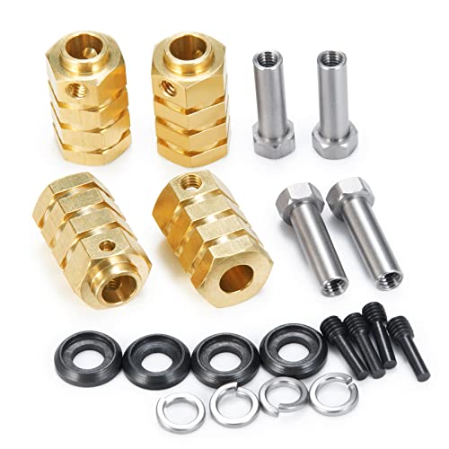 4PCS 12mm Wheel Hubs Hex Pins Adapter-Heavy Duty Brass(5-20mm) for TRX4 TRX6 RC Crawler – Heavy Duty Wheel Spacers & Extensions (20mm)