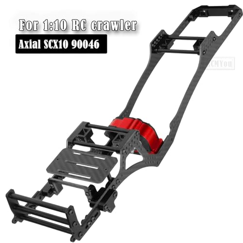 RC Carbon Fiber Frame Chassis w/Gearboxes Upgrades Part for 1/10 SCX10 SCX10 II 90046 90047 RC Crawler Car,Red - color: Red - Parts