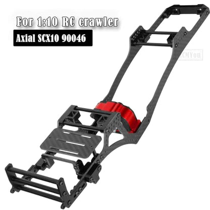 RC Carbon Fiber Frame Chassis w/Gearboxes Upgrades Part for 1/10 SCX10 SCX10 II 90046 90047 RC Crawler Car,Red - color: Red - Parts