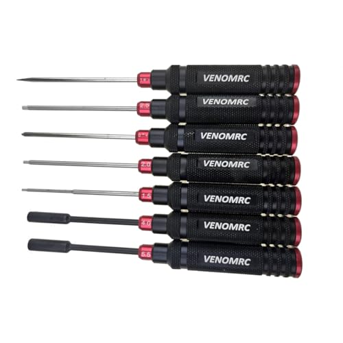 VENOMRC-11IN1 RC Tools Kits Box Set Screwdriver Pliers Hex Repair for Helicopter Multirotors/RC CAR,Remote Control Car/Airplane(Black-RED)