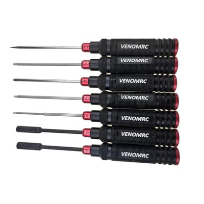 VENOMRC-11IN1 RC Tools Kits Box Set Screwdriver Pliers Hex Repair for Helicopter Multirotors/RC CAR,Remote Control Car/Airplane(Black-RED)