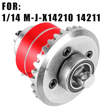 RC Front & Rear Diff Gear Upgrades Part for 1/14 MJX 14210 14211,Metal Rear Gears Differential Assembly,Replacement 16420G2,Red - color: Red(for 1/14)