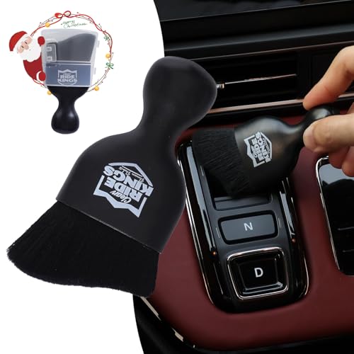 Car Interior Detailing Brush - Black, 2 Pack | Cleans auto vents, panel crevices & seat seams. Soft bristles with cover. Perfect vehicle care gift for men and women. - color: Bright Red