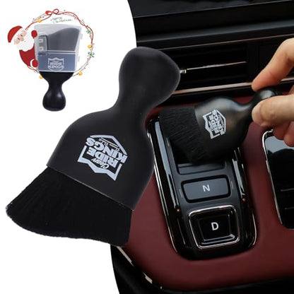 Car Interior Detailing Brush - Black, 2 Pack | Cleans auto vents, panel crevices & seat seams. Soft bristles with cover. Perfect vehicle care gift for men and women. - color: Bright Red