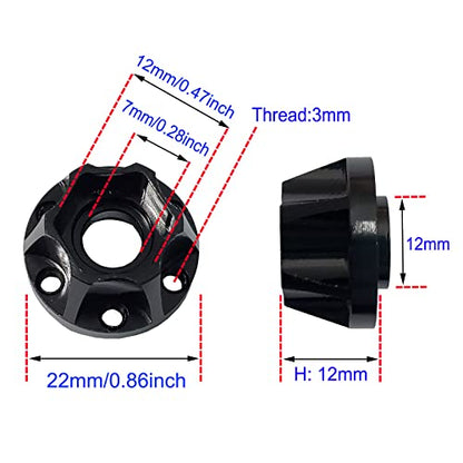 4Pcs RC Metal 12mm Hex Wheel Hub Adapters for 1/10 RC Crawler(12mm) | 1.9/2.2inch Beadlock Wheel Rim Adapter,12mm Extension Wheel Adapter,Alloy Metal,Black - size: 12mm